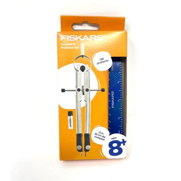 Fiskars Office Fiskars Metal Compass And Protractor Set Ages 8 Back